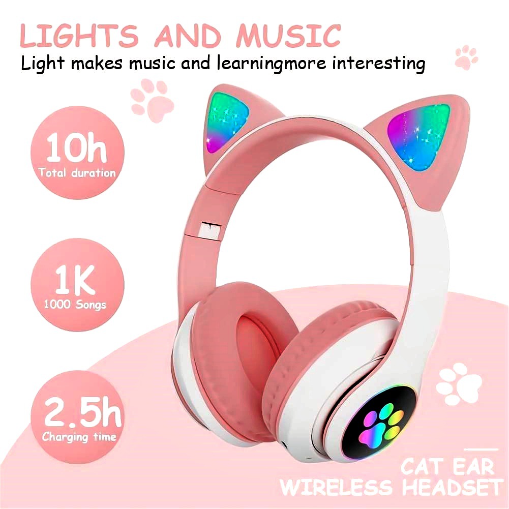 Anc Wireless Over Ear Headphones - STN-28 Oortelefoon Bluetooth 5.0 Leuke Kat