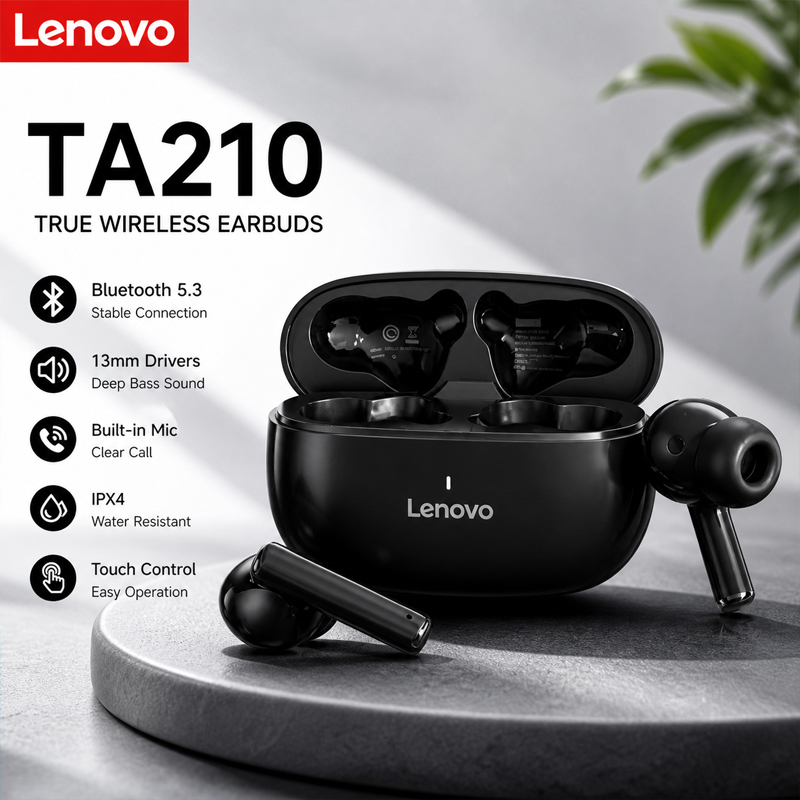 Anc Wireless Over Ear Headphones - Nieuwe Lenovo TA210 draadloze Bluetooth-hoofdtelefoon met
