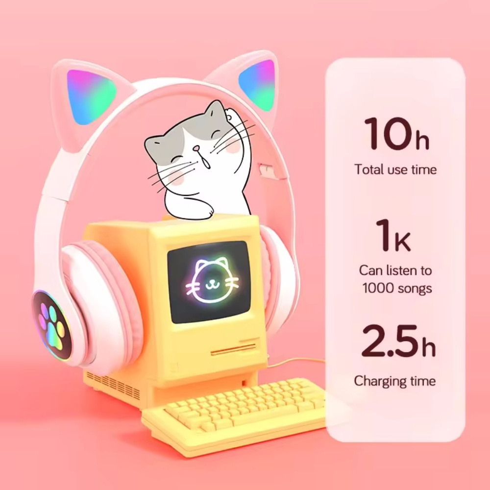 Opvouwbare draadloze Bluetooth - Cat Ear Bluetooth Headset Led recensie en prijs